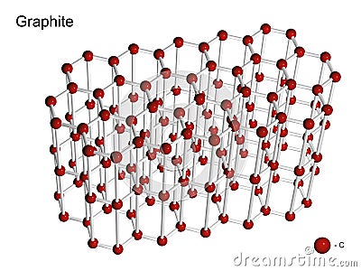 Isolated 3D model of a crystal lattice of graphite Stock Photo