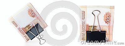 The isolated 5000 rubles in a clip Stock Photo