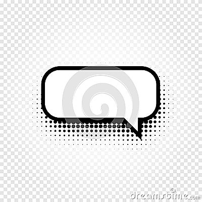 Isolated abstract black and white color comic speech balloon icon on checkered background, dialogue box sign, dialog Vector Illustration