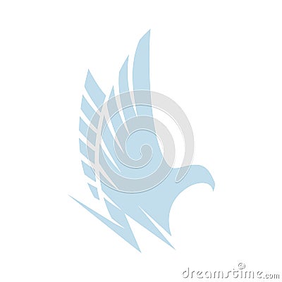 Isolated abstract blue color eagle,hawk of falcon silhouette logo. Dangerous hunting bird logotype. Wings icon. Air Vector Illustration