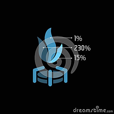 Isolated abstract blue gas flame vector logo. Fire illustration. Fuel logotype. Vector Illustration