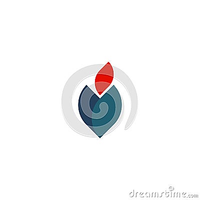 Isolated abstract blue and red color logo. Heart shape with leaf logotype. Natural products icon. Eco sign. Web symbol Vector Illustration