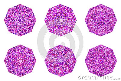 Isolated abstract geometrical mosaic octagon symbol template set Vector Illustration