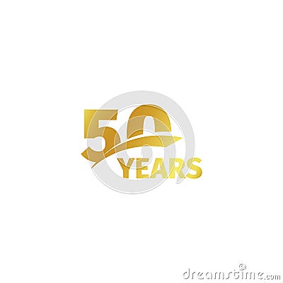 Isolated abstract golden 50th anniversary logo on white background. 50 number logotype. Fifty years jubilee celebration Vector Illustration