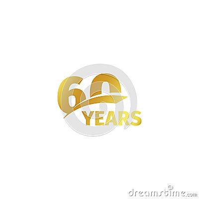 Isolated abstract golden 60th anniversary logo on white background. 60 number logotype. Sixty years jubilee celebration Vector Illustration