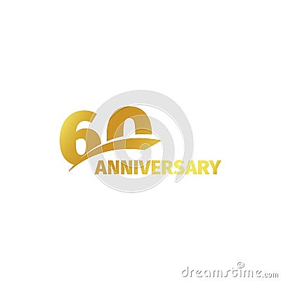 Isolated abstract golden 60th anniversary logo on white background. 60 number logotype. Sixty years jubilee celebration Vector Illustration