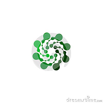 Isolated abstract green color round shape logo on white background, simple flat dotted swirl logotype vector Vector Illustration