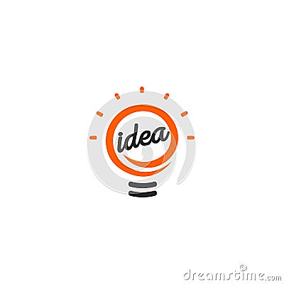 Isolated abstract orange color light bulb contour logotype, lighting logo on white background, idea symbol vector Vector Illustration