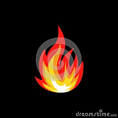 Isolated abstract red and orange color fire flame logo on white background. Campfire logotype. Spicy food symbol. Heat Vector Illustration