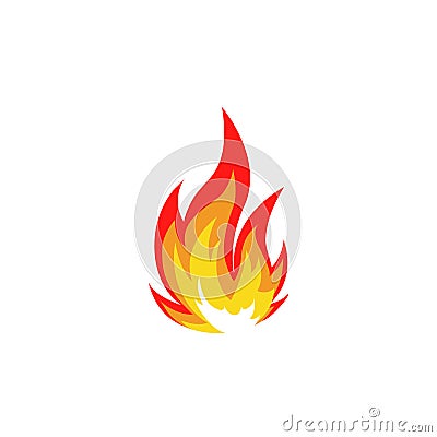 Isolated abstract red and orange color fire flame logo on white background. Campfire logotype. Spicy food symbol. Heat Vector Illustration