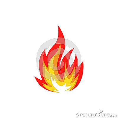 Isolated abstract red and orange color fire flame logo on white background. Campfire logotype. Spicy food symbol. Heat Vector Illustration