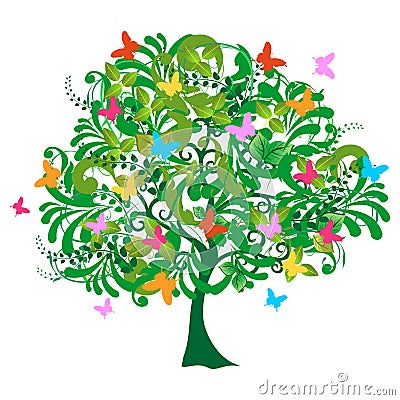 Isolated abstract spring time tree Vector Illustration
