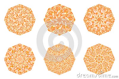 Isolated abstract tiled mosaic octagon polygon set Vector Illustration
