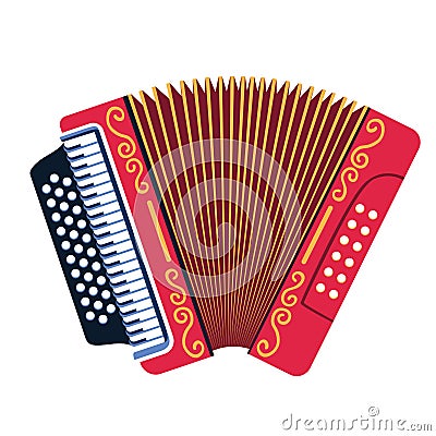 Isolated accordion Traditional colombian musical instrument Vector Vector Illustration