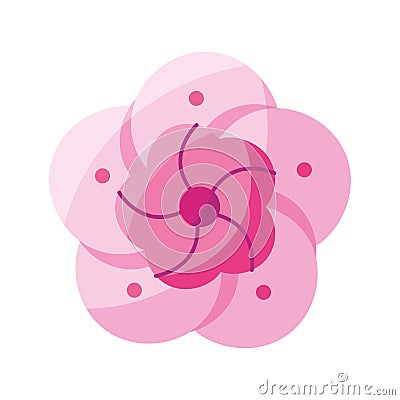 Isolated aerial view of a pink flower Vector Illustration