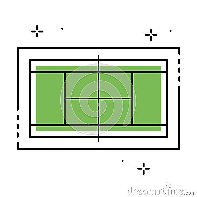 Isolated aerial view of a tennis field Vector Vector Illustration