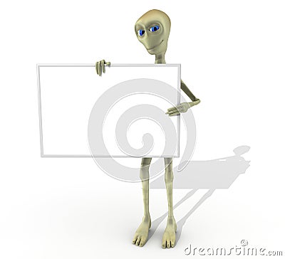 Isolated Allien with banner Stock Photo