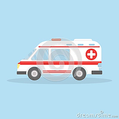 Isolated ambulance car. Vector Illustration