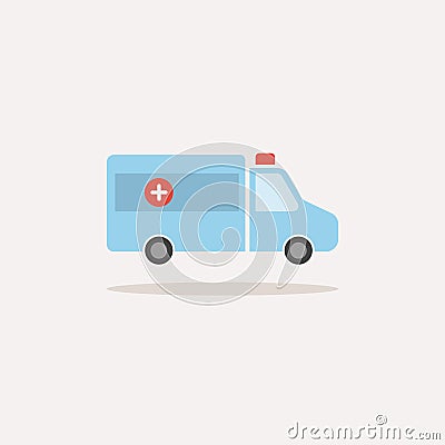 Isolated ambulance color icon with reflection Cartoon Illustration