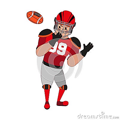 Isolated amercian football player cartoon Vector Illustration