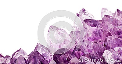 Isolated amethyst light transperent crystals Stock Photo