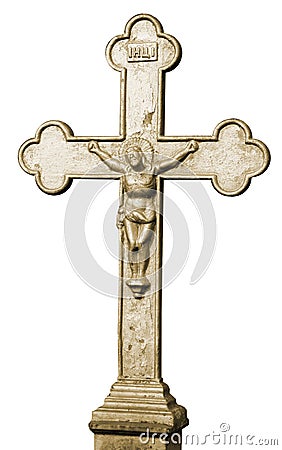 Isolated ancient Christian Holy cross Stock Photo