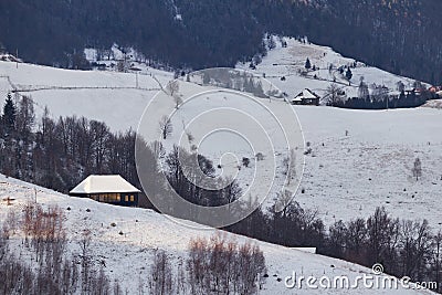 Isolated ancient house in winter Stock Photo