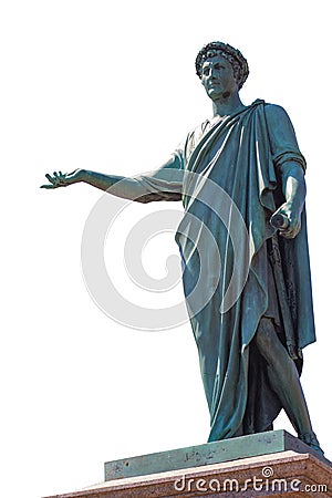 Isolated Ancient Statue of Duke in Odessa City, Ukraine Stock Photo