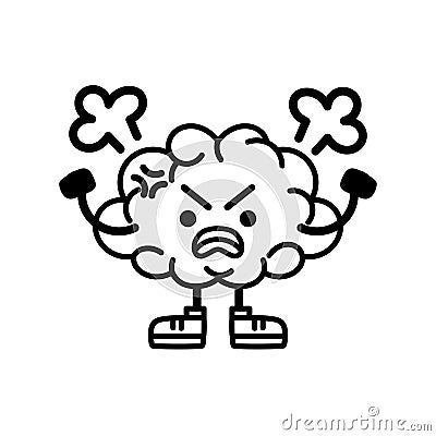 Isolated angry brain cartoon Vector Illustration