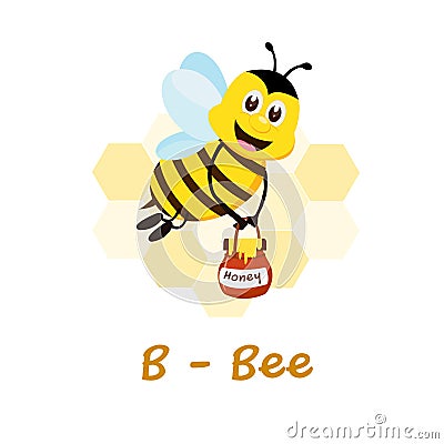 Isolated animal alphabet for the kids,B for Bee Vector Illustration