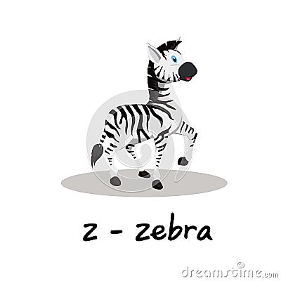 Isolated animal alphabet for the kids,Z for Zebra Vector Illustration