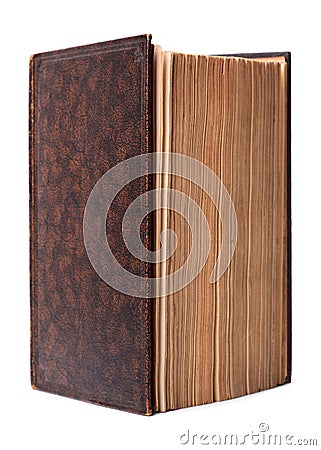 Isolated antique brown hardback book Stock Photo