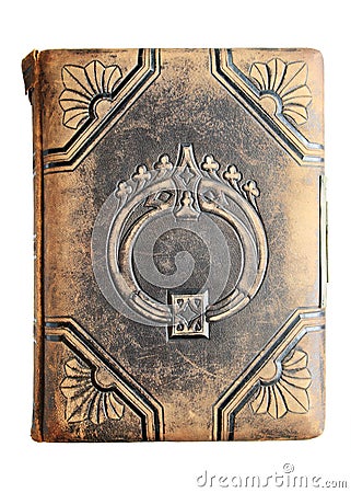 Isolated antique leather book Stock Photo