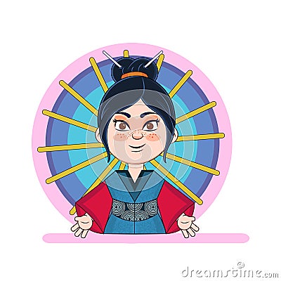 Isolated asiatic woman cartoon Vector Illustration