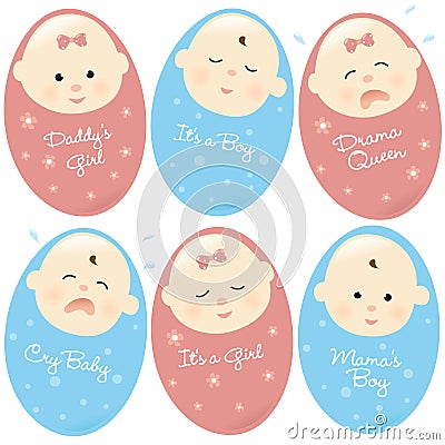 Isolated Babies Set 2 Vector Illustration