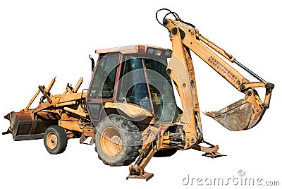 Isolated Backhoe Stock Photo