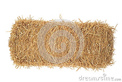 Isolated bale of hay on white Stock Photo