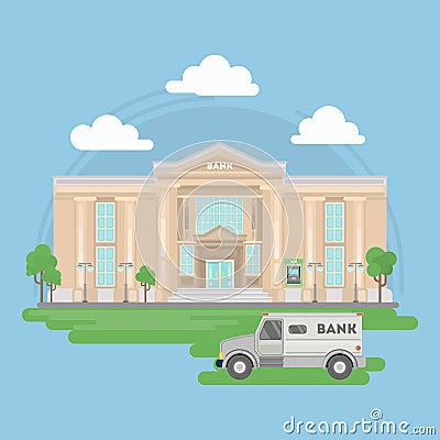 Isolated bank building. Vector Illustration