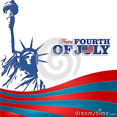 Isolated Banner 4th of July, Silhouette of the Statue of Liberty flag Stock Photo