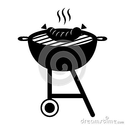 Isolated barbecue grill with a sausage icon Vector Illustration