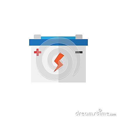 Isolated Battery Flat Icon. Accumulator Vector Element Can Be Used For Accumulator, Battery, Car Design Concept. Vector Illustration