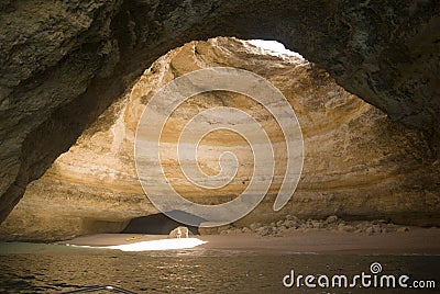 Isolated Beach in a Cave Stock Photo