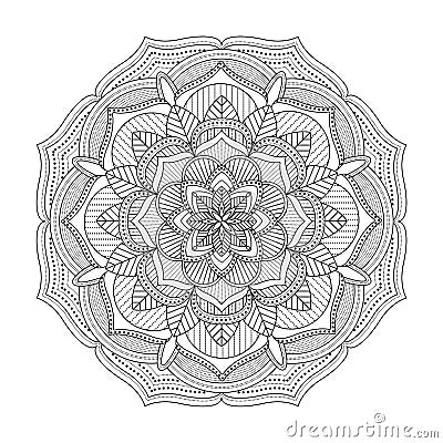 Isolated Beautiful mandala on a white background. Abstract icon. Model for coloring book. Decorative round ornament. Flower with a Vector Illustration