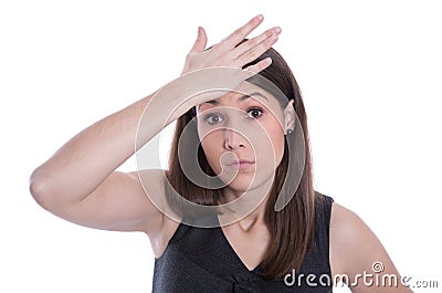 Isolated beautiful woman has forget an appointment Stock Photo