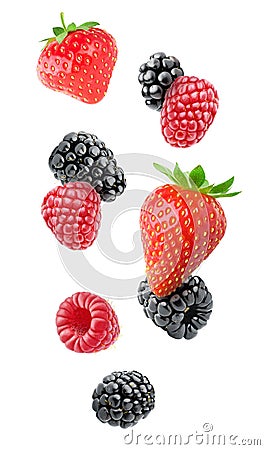 Isolated berries in the air Stock Photo