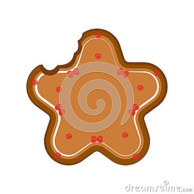 Isolated bitten christmas star gingerbread Vector Illustration