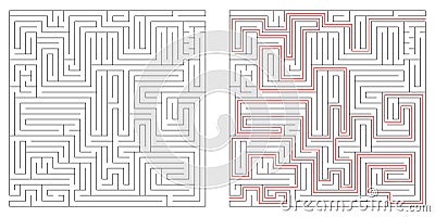 Isolated black square maze labyrinth Vector Illustration