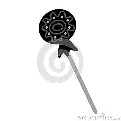 Isolated black and white design illustration of silhouette of sweet popsicle with ornament Vector Illustration