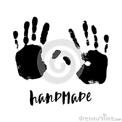 Isolated Black and white handprint Vector Illustration