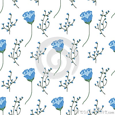 Isolated blue flower and branch with Vector Illustration